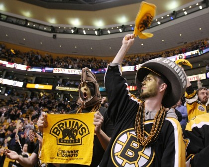 Die-hard Bruins fans cheer loudly in the Garden.