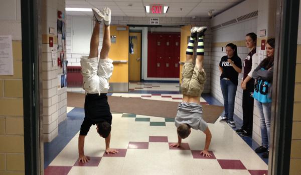 Students avoid touching white tiles for Lava Day