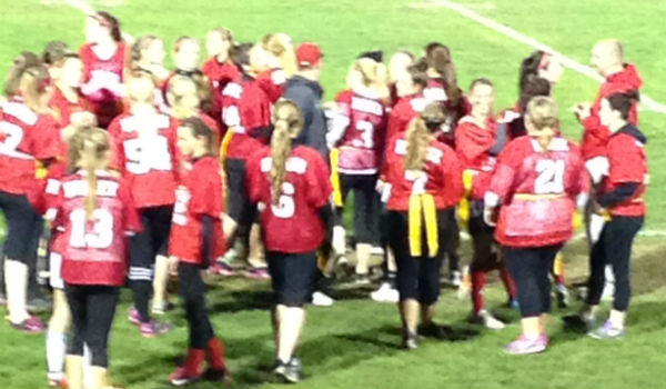 Seniors prepping for the Powderpuff game.