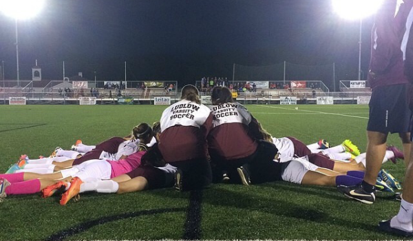 Picture take by sophomore, Taylor Masse, of the Lady Lions huddled for the last time of the season.