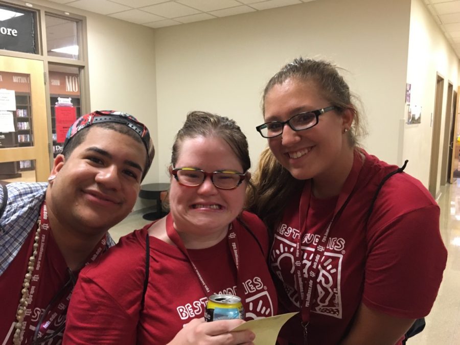 Sophomore Danielle Goncalves meet with her "buddies" at the Indiana Best Buddies Conference in July 2016.
