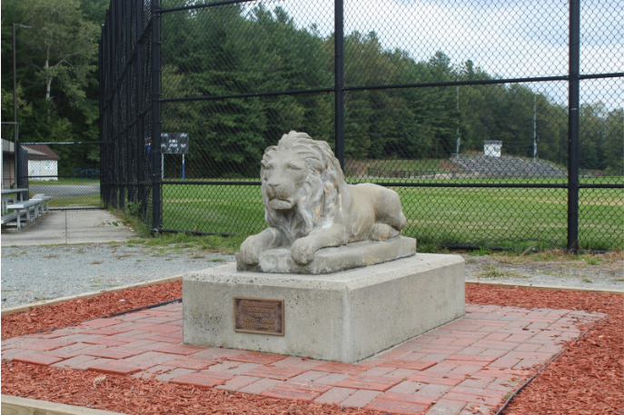 This is where the $100 donators will get their engraved brick set. It is behind the home plate backstop on the gravel path to the track.