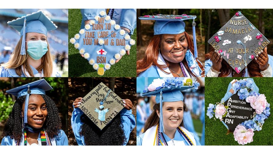 Samples+of+decorated+graduation+caps+which+are+banned+from+the+LHS+graduation+ceremony.+